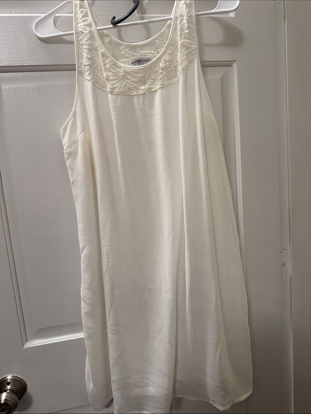 Charlotte Russe Cream Embroidered Yoke Mini Dress